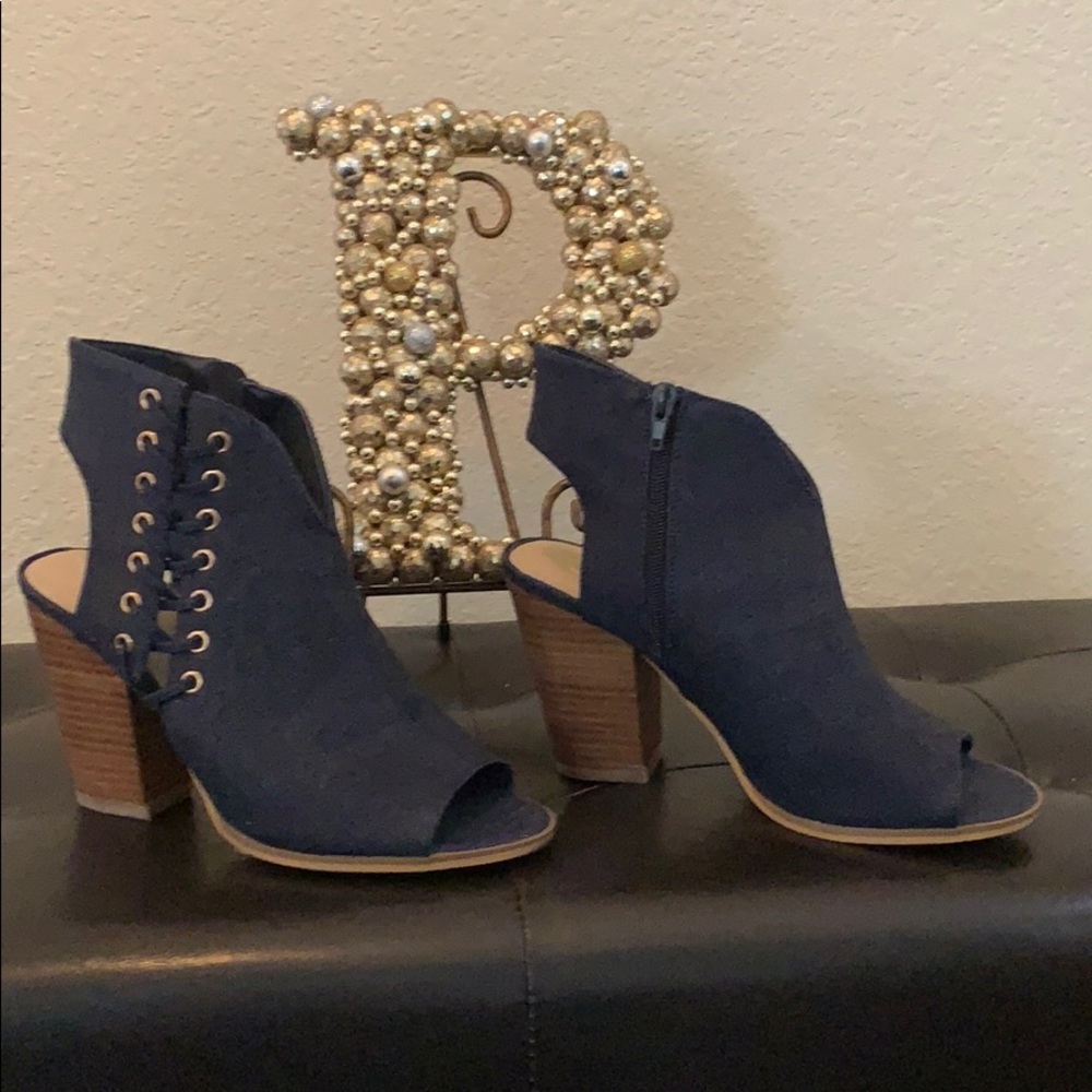 Denim Open Toe Boots